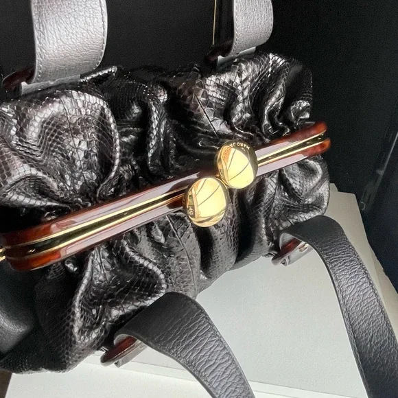 Marc Jacobs Snake Skin & Leather Karen Stam Kisslock Satchel Italy Y2K - Picture 6 of 16
